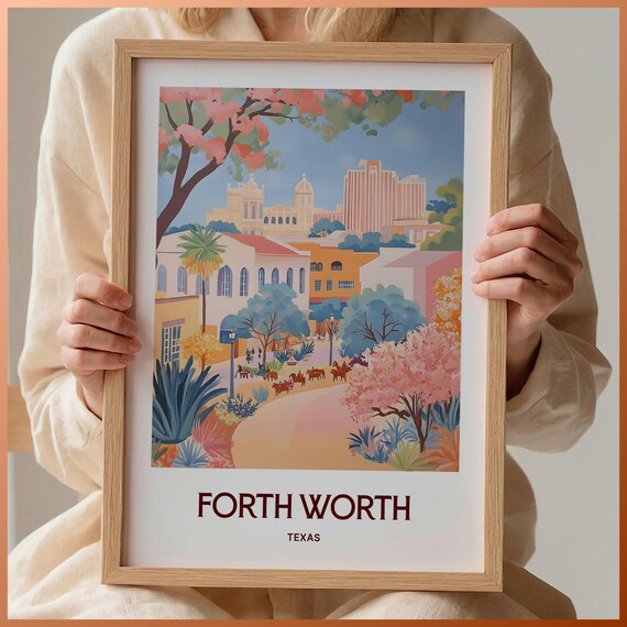 Fort Worth Texas Stockyards Longhorn Cattle Drive Travel Poster