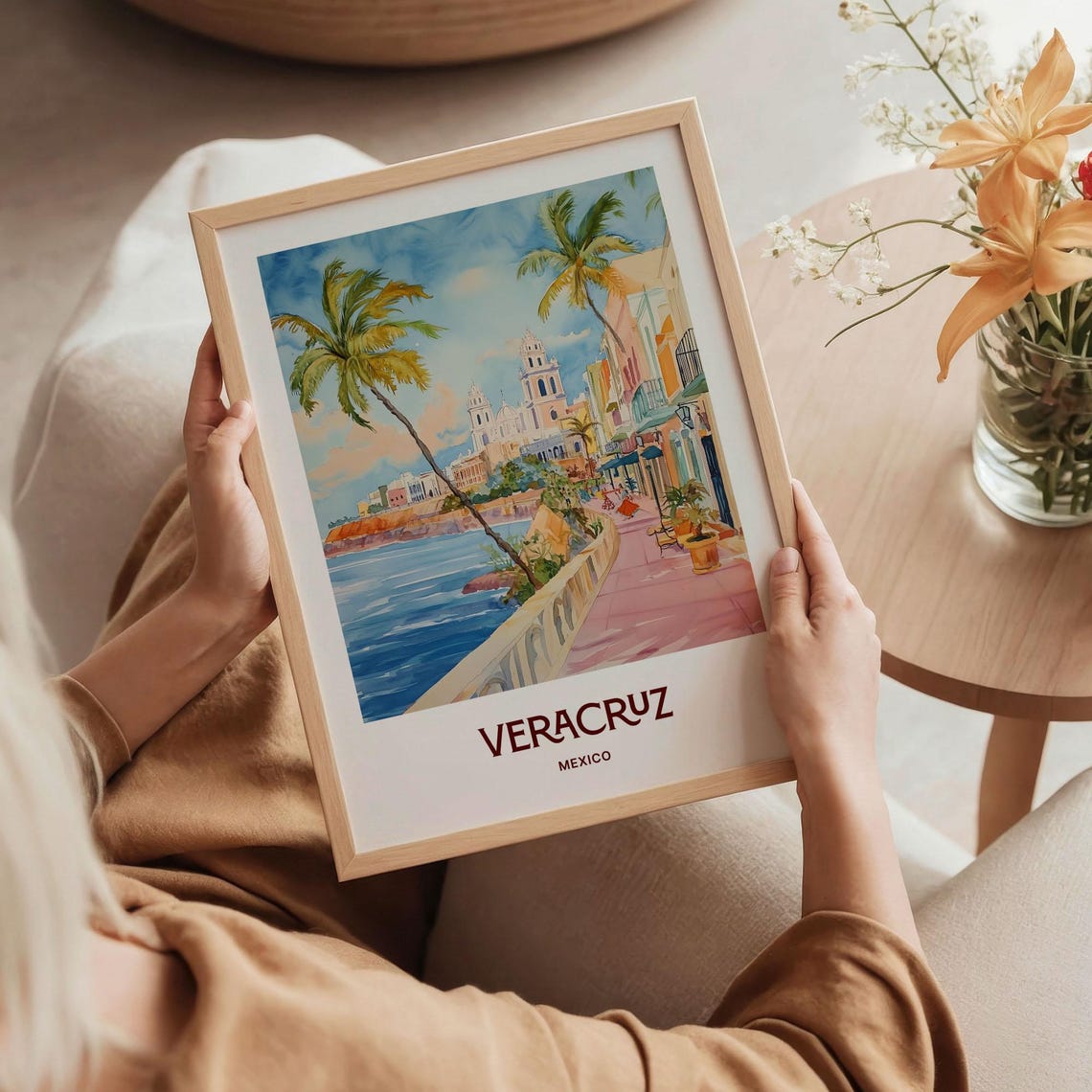 Veracruz Mexico Gulf Coast Watercolor Cathedral Harbor Poster - Image 5