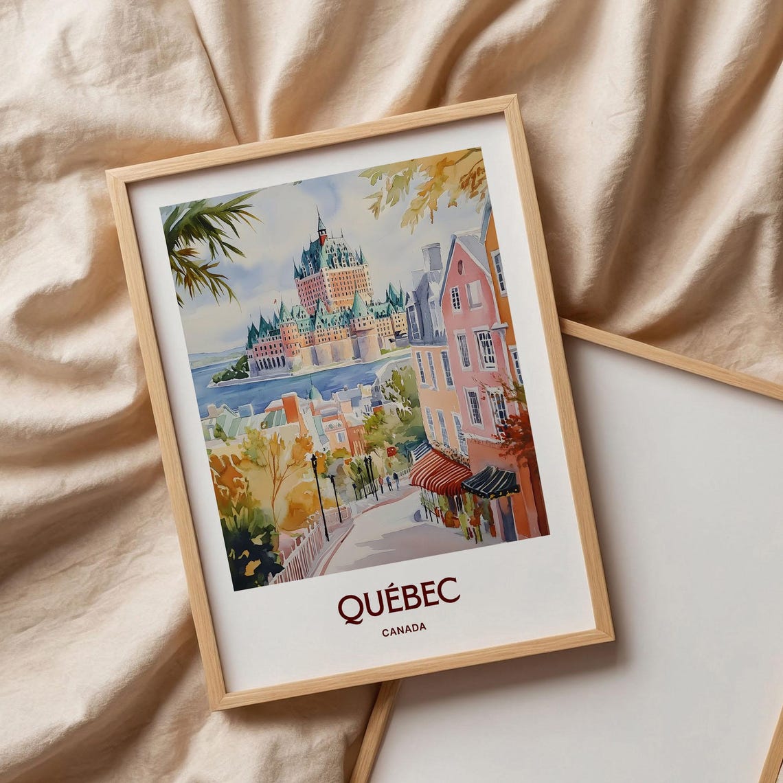 Quebec City Chateau Frontenac Watercolor Travel Poster Canada - Image 3
