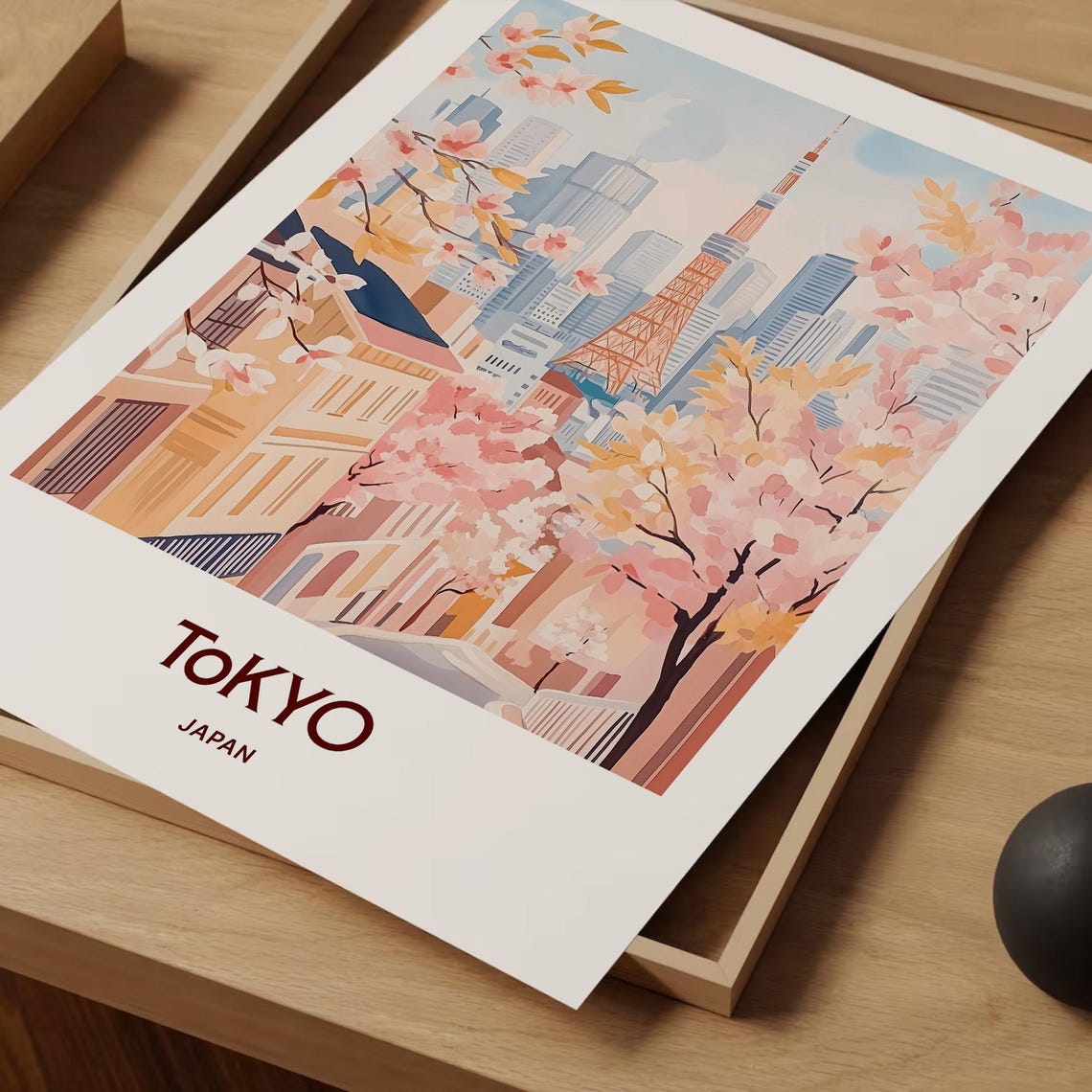 Tokyo Japan Tokyo Tower Cherry Blossoms Beautiful City Poster - Image 2