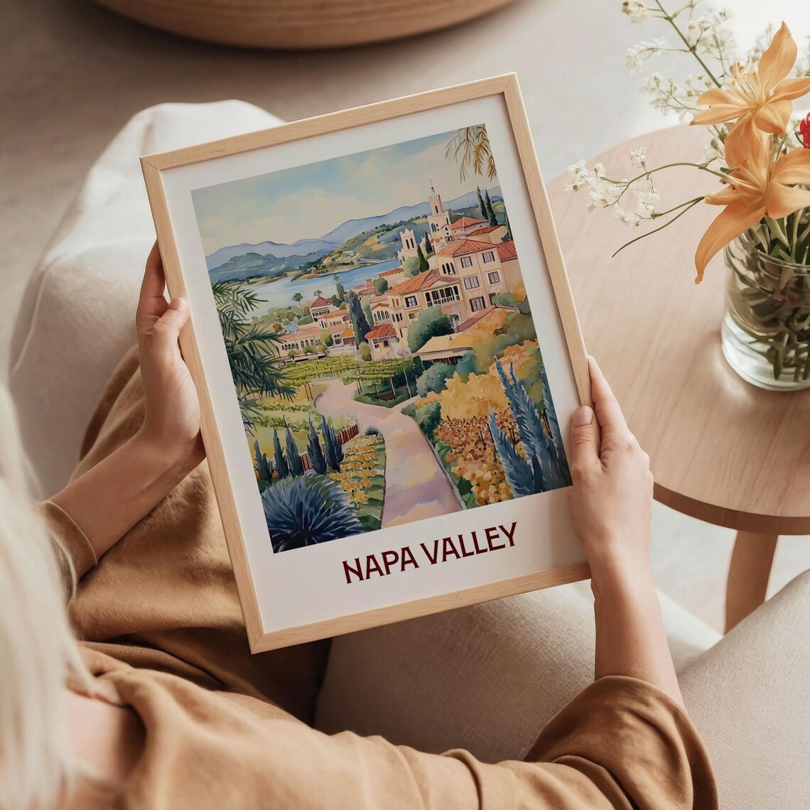 Napa Valley California Vineyards Wine Country Watercolor Travel Poster - Image 5