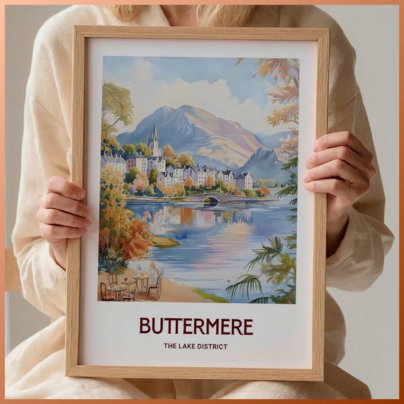 Buttermere Art Print Lake District Landscape Cumbria Wall Art Minimalist Travel Poster Hiking Decor Adventure Gift C35 980