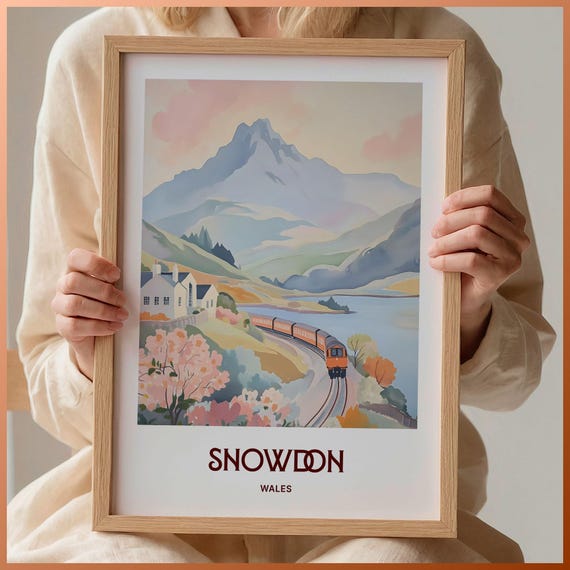 Mount Snowdon Art Print Snowdonia Landscape Welsh Travel Poster Minimalist Wall Art Hiking Decor Gift For Adventurers C35 188
