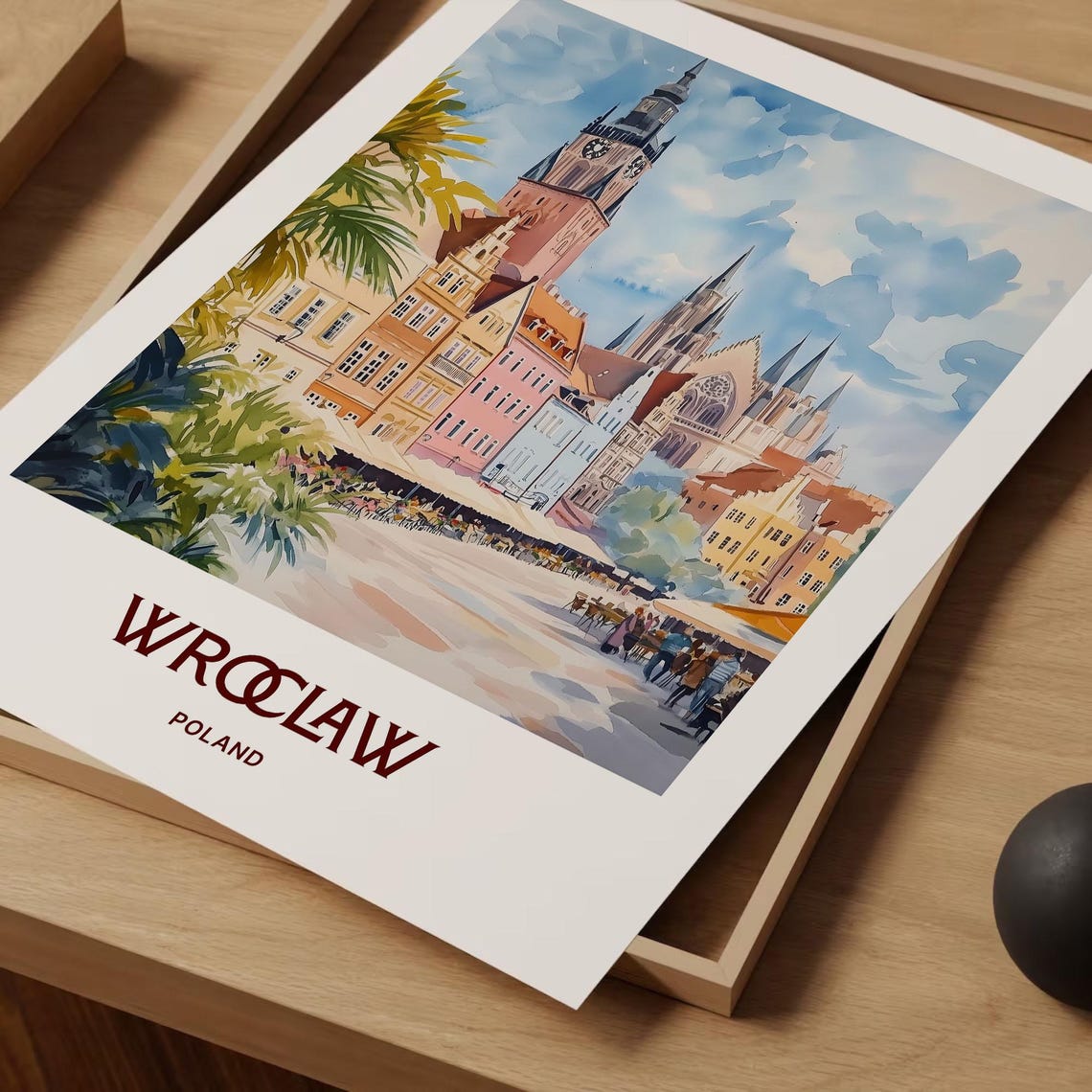 Wroclaw Poland Clock Tower Cathedral Market Square Travel Poster - Image 2