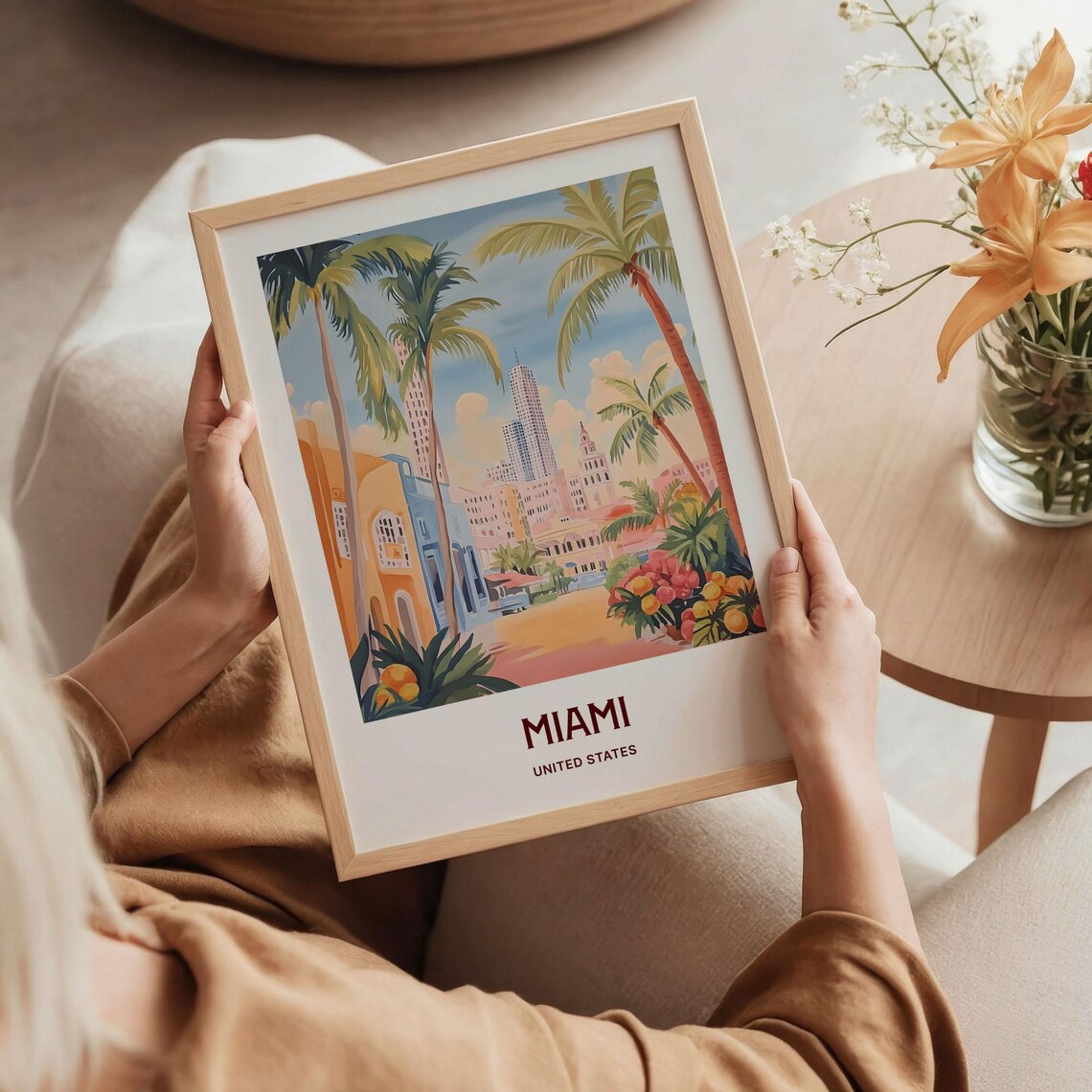 Miami United States Pastel Art Deco Street Palm Scene Poster - Image 5