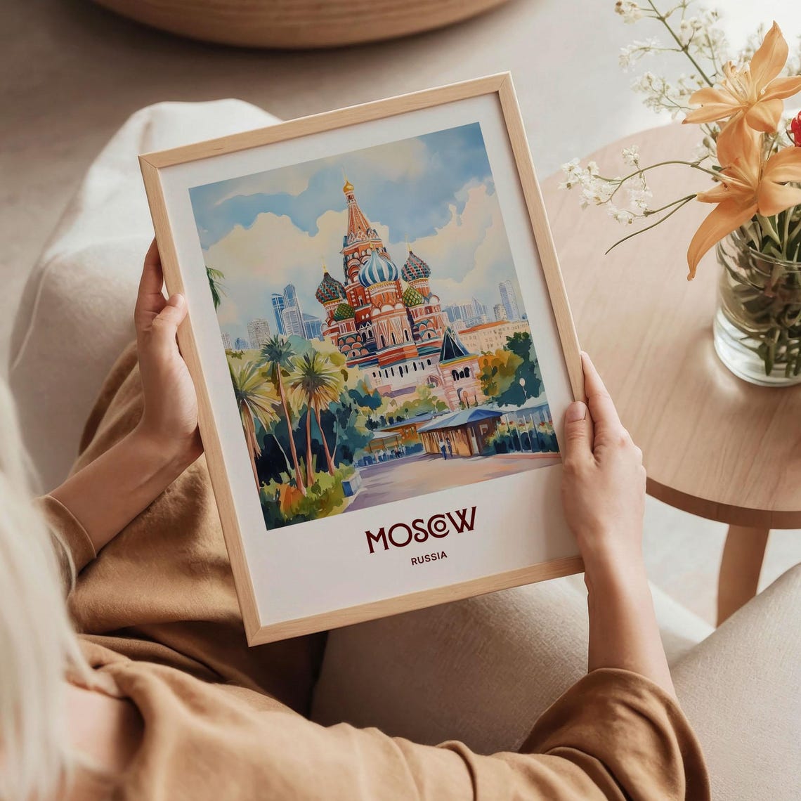Moscow Russia Watercolor Saint Basils Cathedral Domes Poster - Image 5