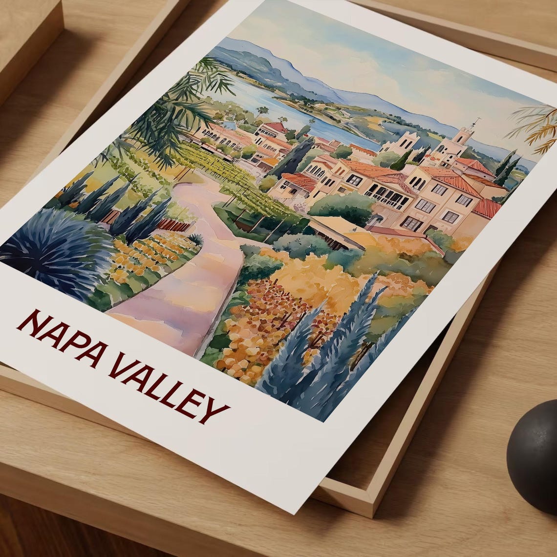 Napa Valley California Vineyards Wine Country Watercolor Travel Poster - Image 2