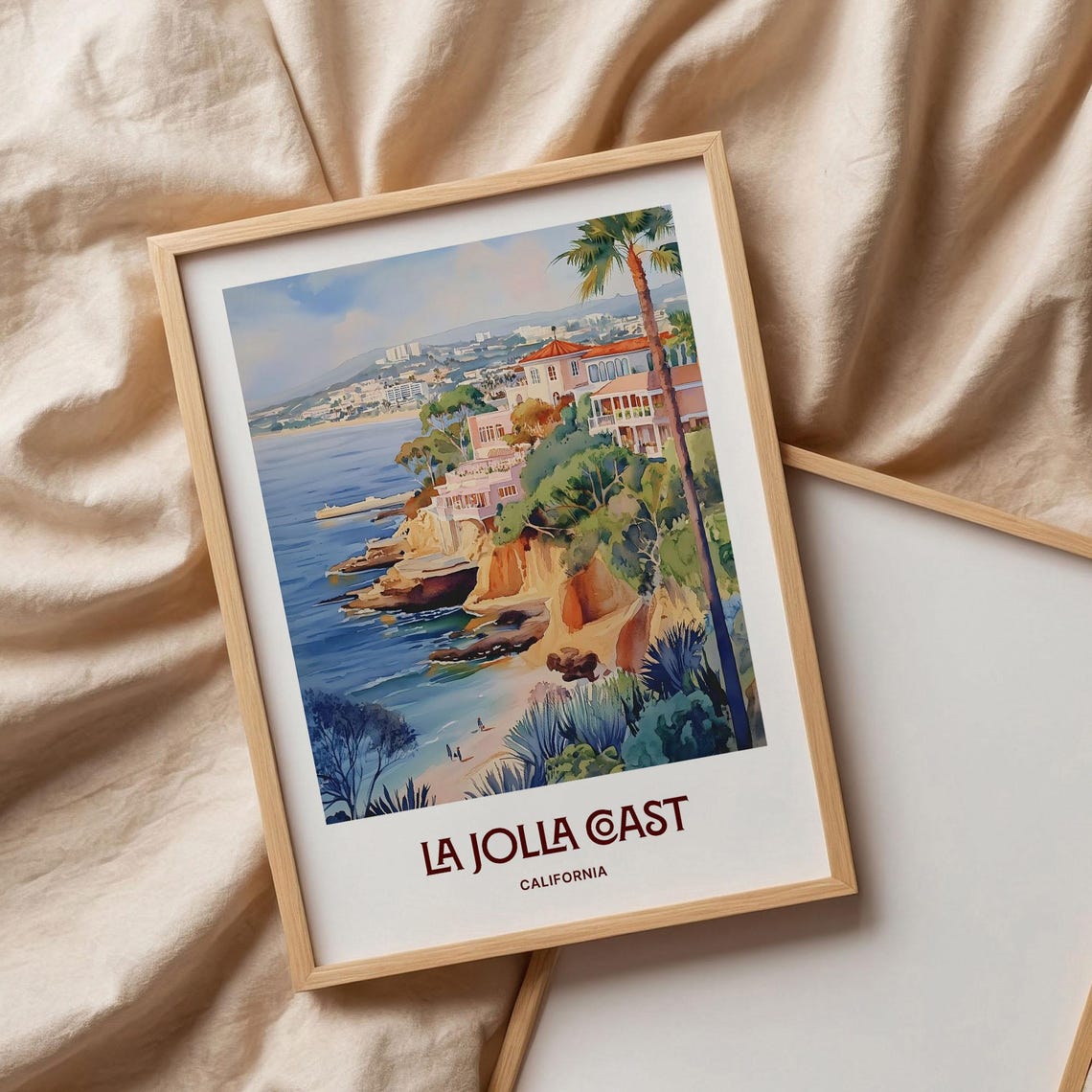 La Jolla California Coast Cliffs Ocean Watercolor Travel Poster - Image 3