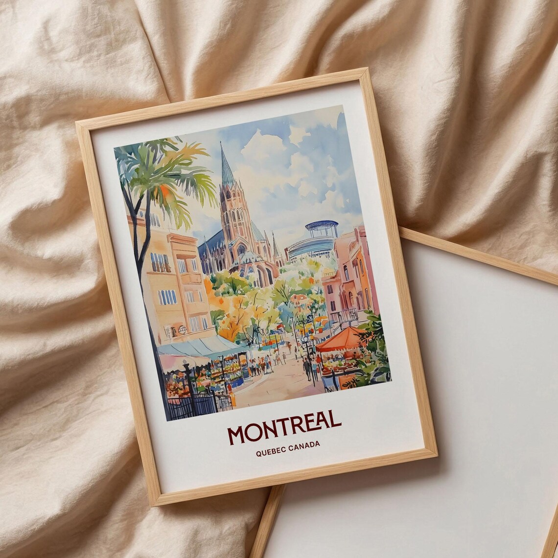 Montreal Quebec Canada Cathedral Street Watercolor Travel Poster - Image 3