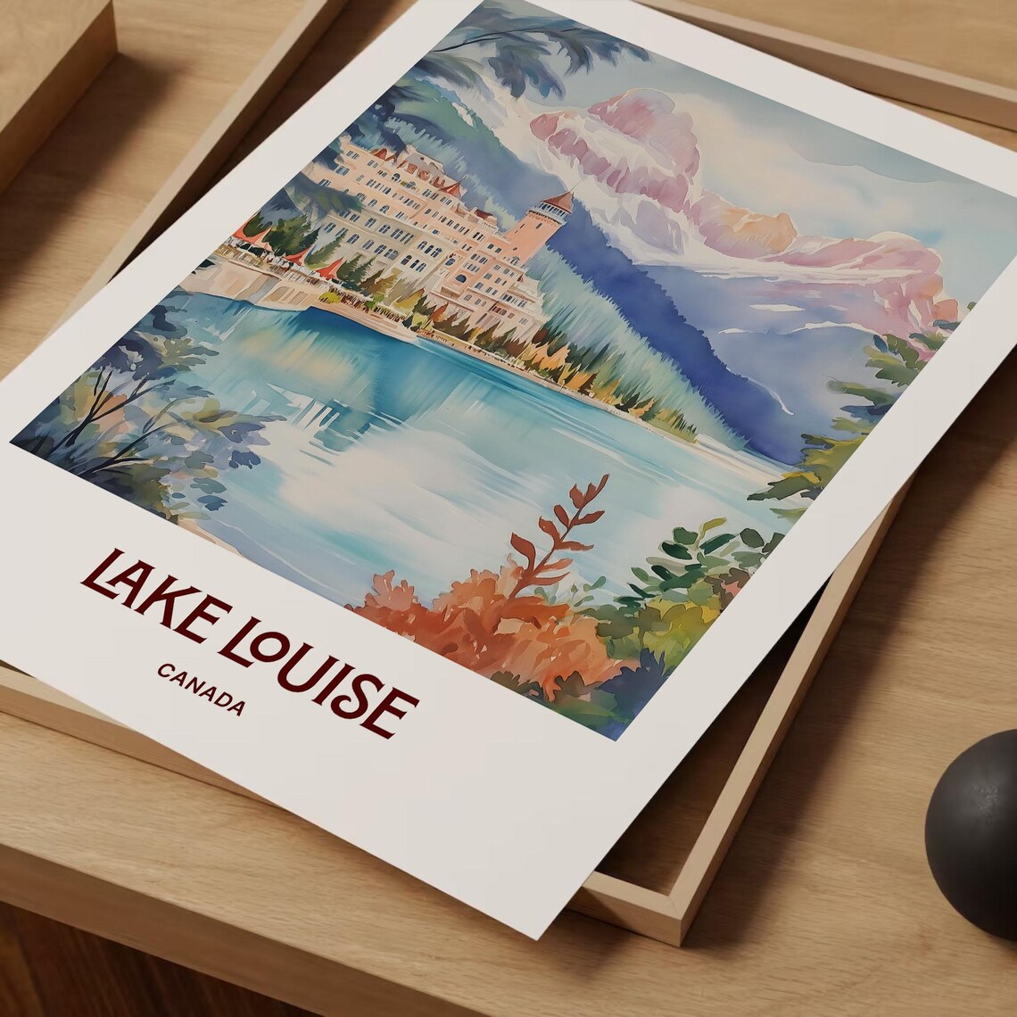 Lake Louise Canada Turquoise Lake Grand Hotel Mountain Poster - Image 2