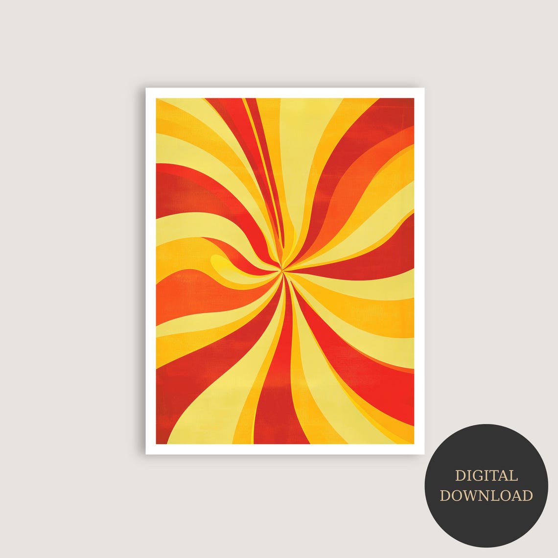 Retro Orange Swirl Psychedelic 70s Abstract Groovy Sunburst Poster