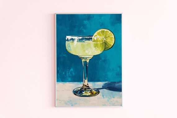 Classic Margarita Cocktail With Lime Wedge Bar Cart Art Poster
