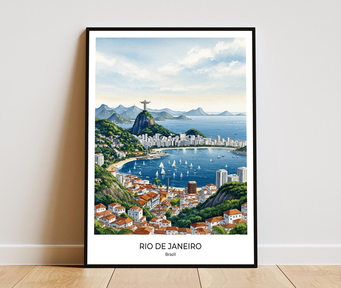 Rio De Janeiro Christ The Redeemer Watercolor Travel Poster