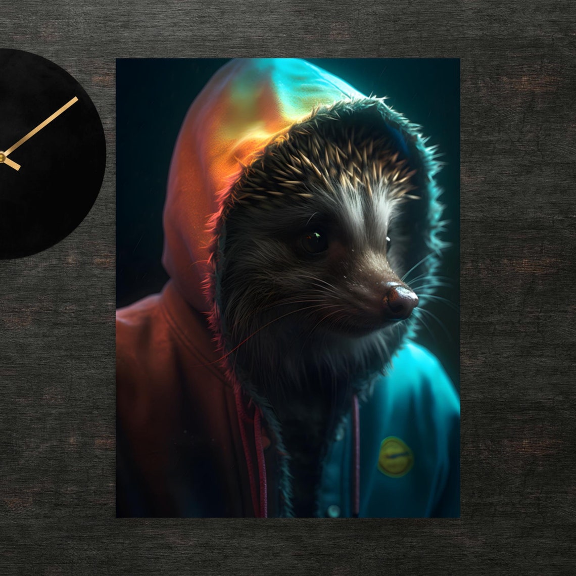 Hedgehog In Raincoat Poster Art Wall Print Funny Animals Clothed Animal Cute