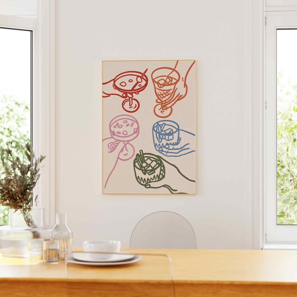 Cheers Glasses Drink Art Print, Funky Bar Cart Decor - Image 3