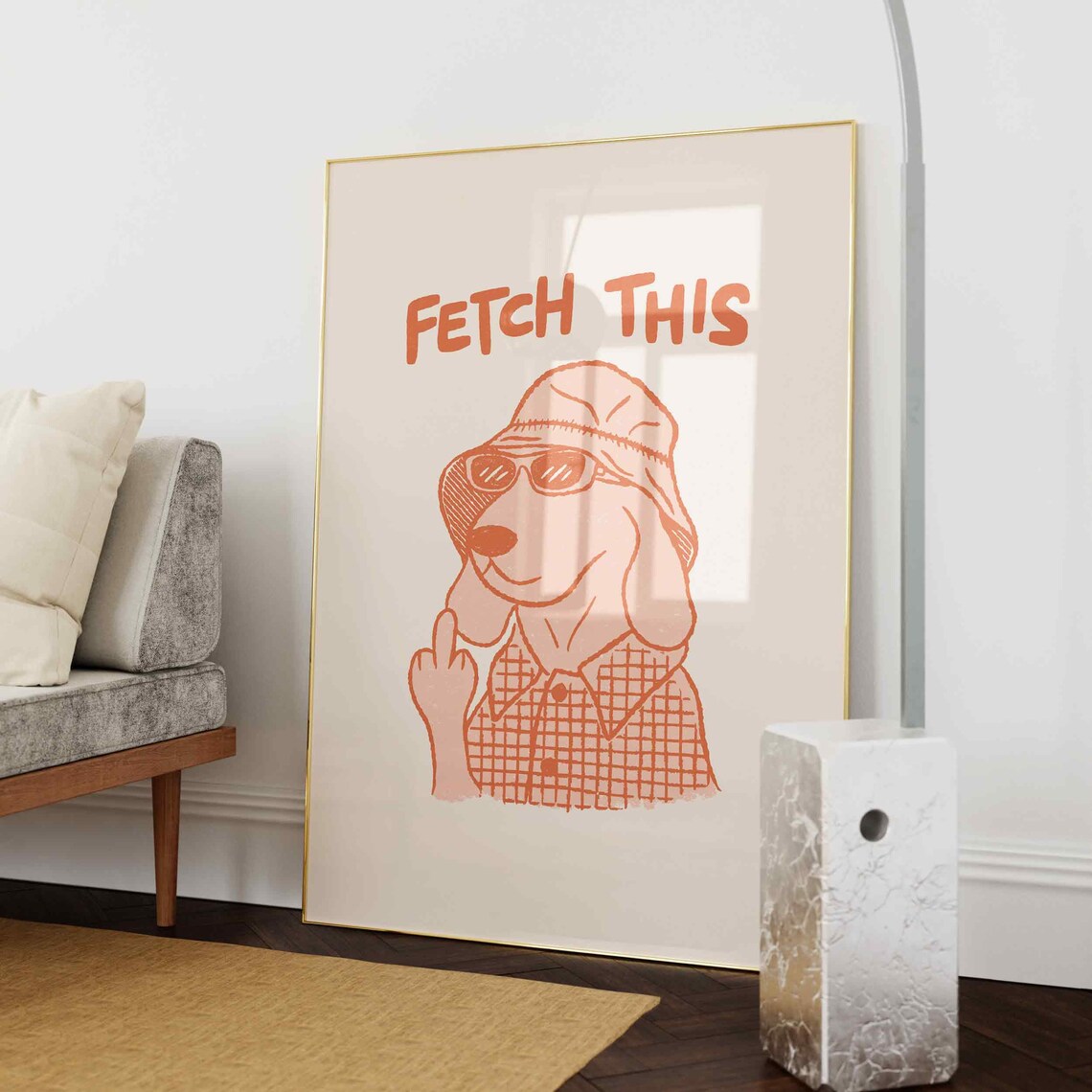 Fetch This Dog Quote Poster, Retro Wall Art Decor - Image 2
