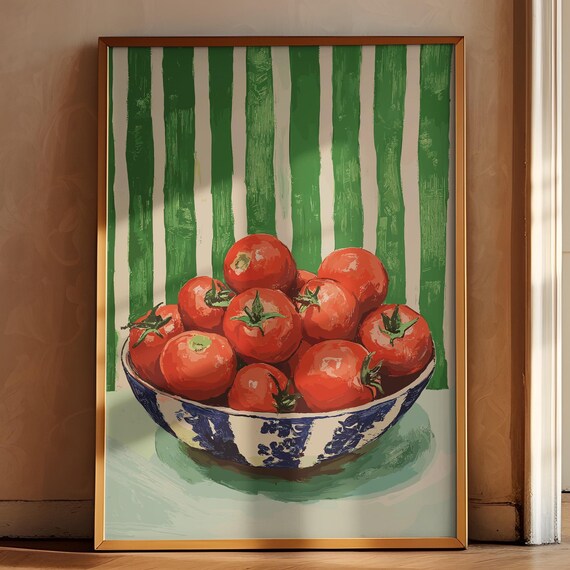 Tomatoes Wall Art Trendy Tomato Food Print Tomato Art Kitchen Poster Farmhouse Kitchen Drawing Eclectic Kitchen Retro Kitchen Print