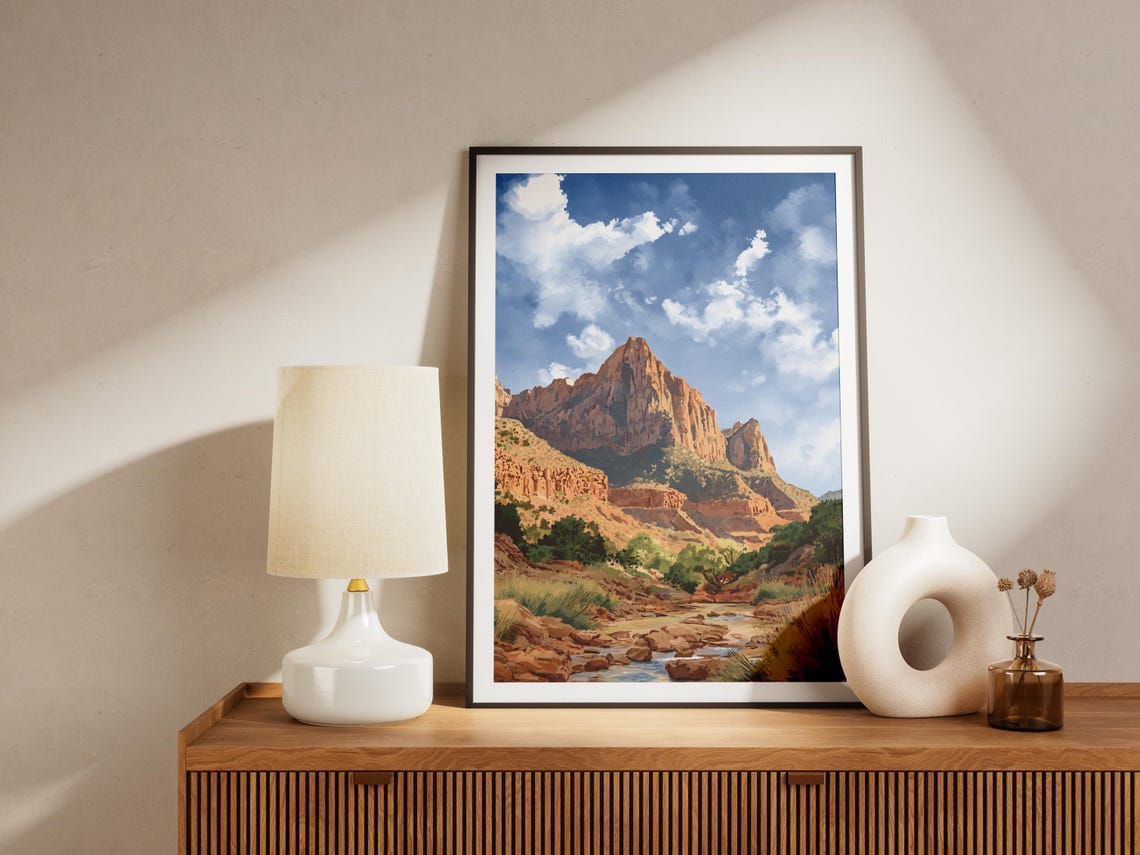 Red Rock Canyon River Desert Vintage Style Travel Landscape Poster - Image 4