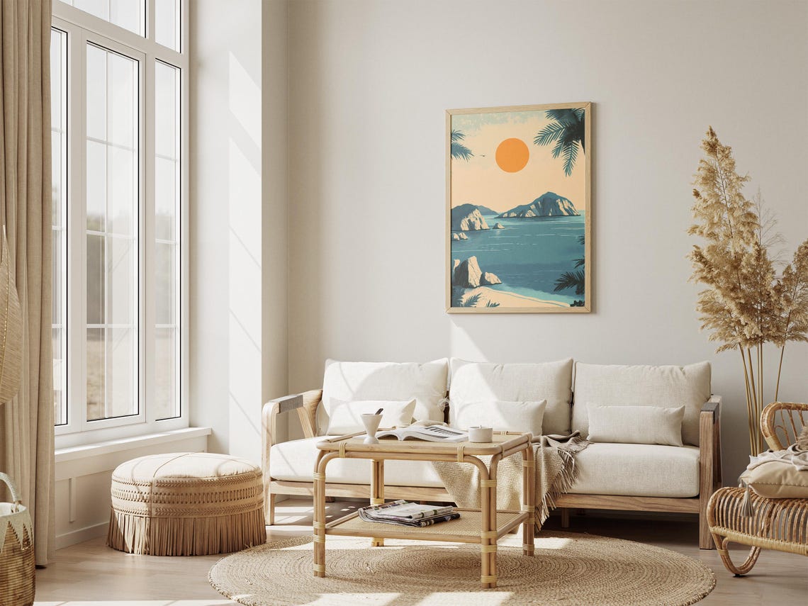 Ogasawara Islands Rocky Islets Orange Sun Deep Blue Sea Poster - Image 4
