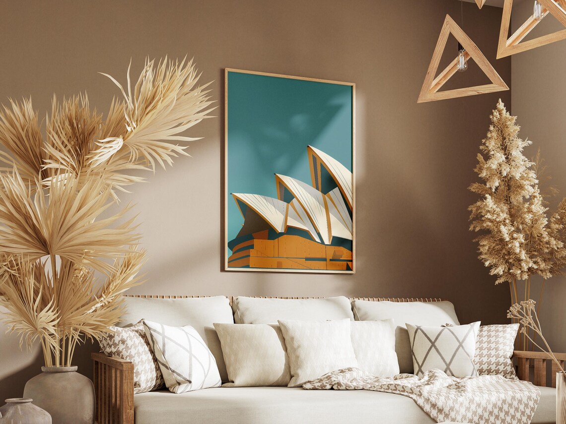 Sydney Opera House White Sails on Teal Minimalist Art Poster - Image 3