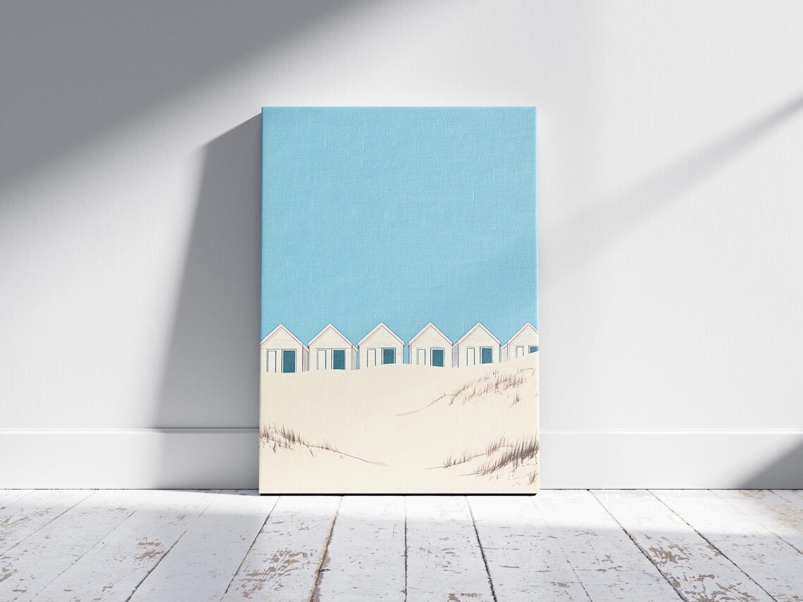 Beach Cabins Row Minimalist Coastal Cottage Dunes Art Poster - Image 2