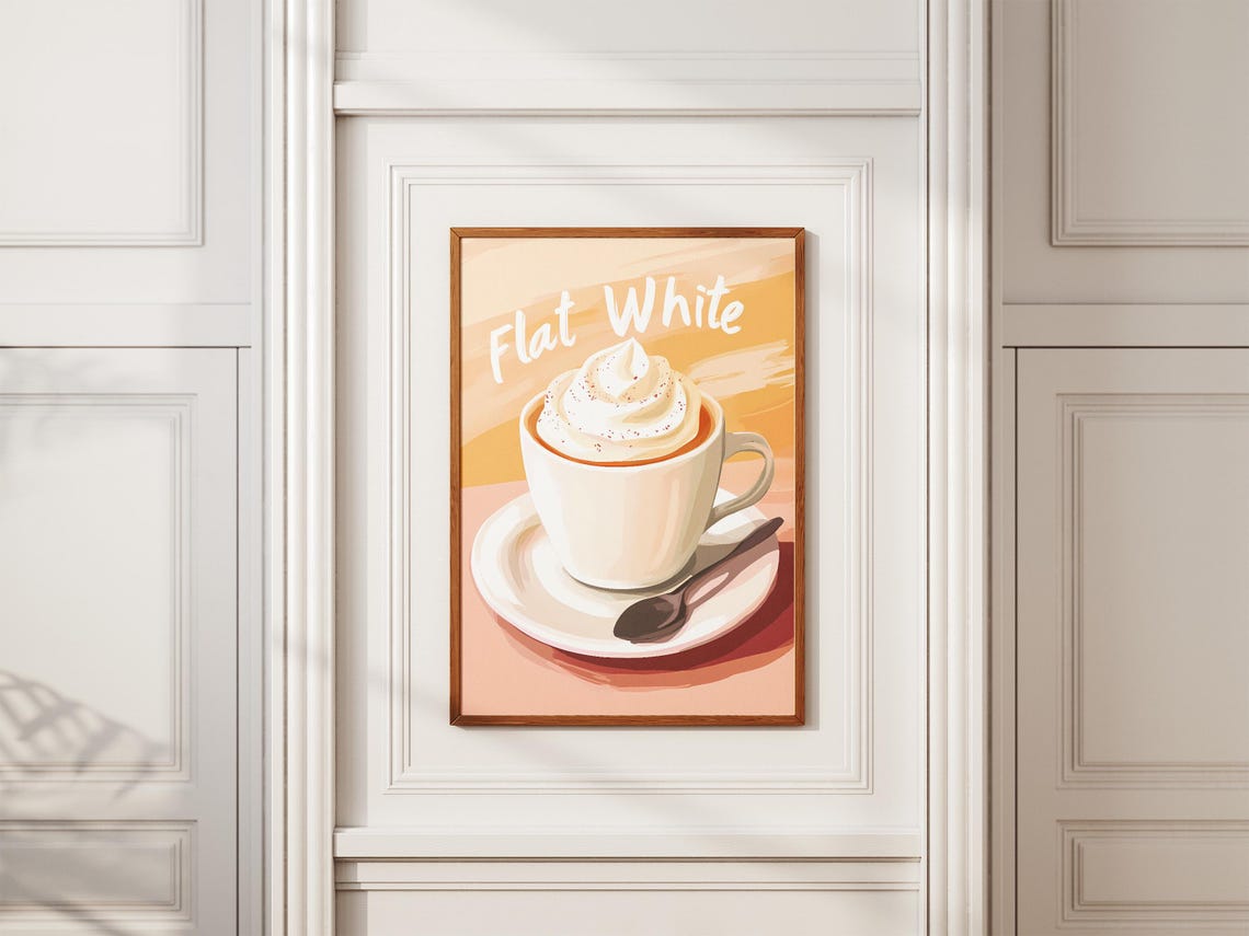 Flat White Creamy Swirl White Cup Soft Pastel Cafe Menu Poster - Image 2