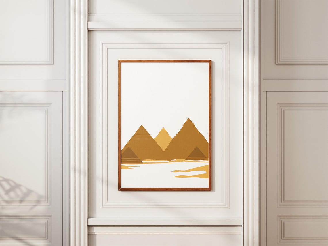 Minimalist Giza Pyramids Egypt Desert Ochre Landmark Art Poster - Image 2