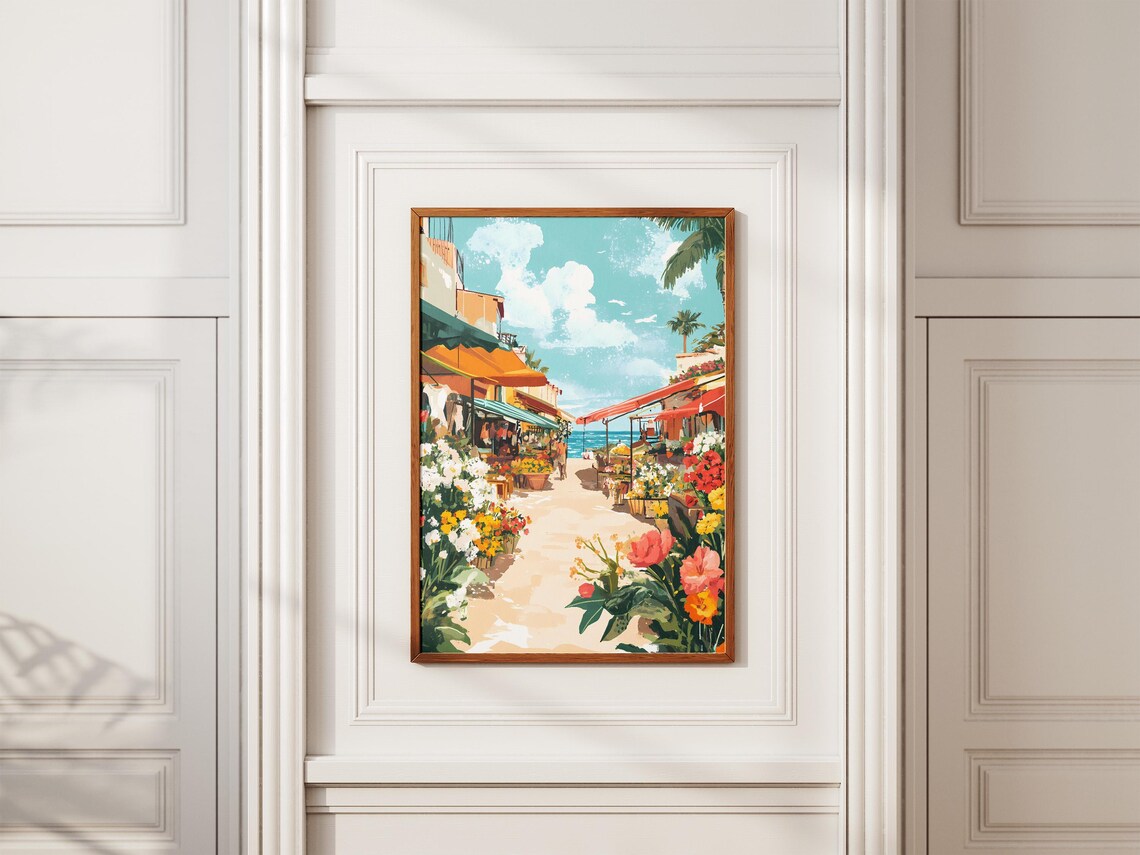 Seaside Flower Market Street Summer Floral Illustration Poster - Image 2