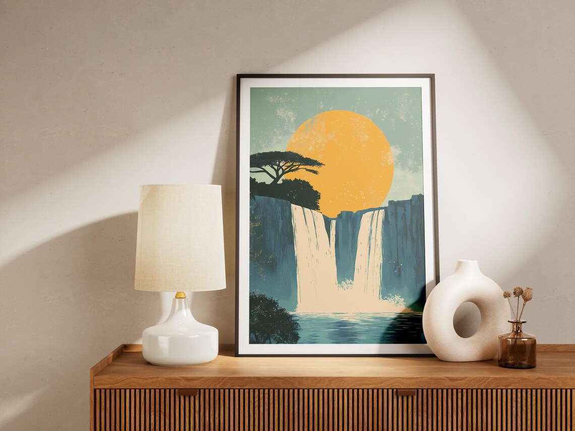 Blue Nile Falls Ethiopia Twin Waterfall Sunset Travel Poster - Image 4