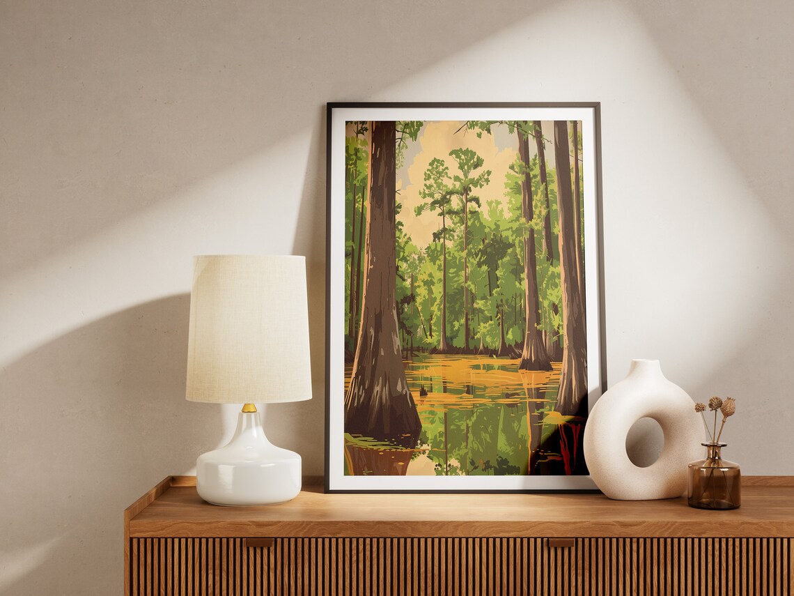 Congaree National Park Cypress Swamp Reflection Vintage Travel Poster - Image 2