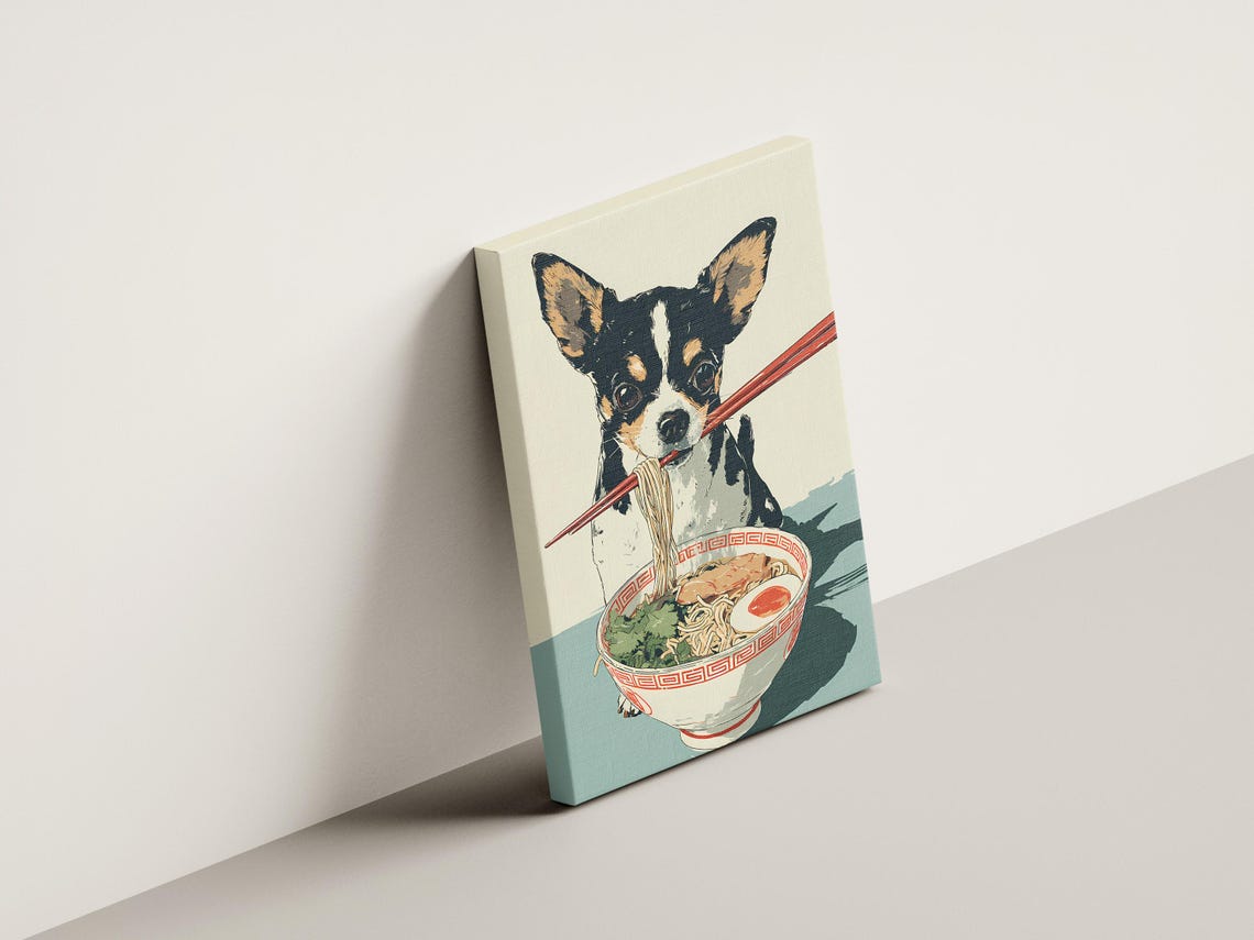 Chihuahua Eating Ramen With Chopsticks Japanese Pop Art Poster - Image 4