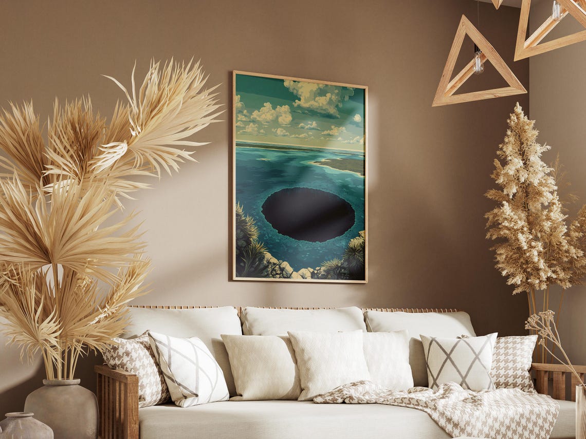 Belize Great Blue Hole Aerial View Ocean Sinkhole Travel Poster - Image 3
