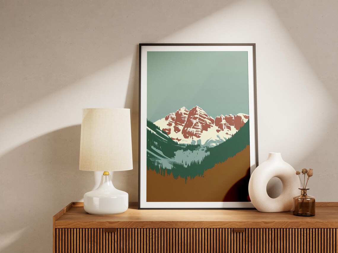 Rocky Mountain Snow Peaks Vintage Travel Poster with Green Valley - Image 5