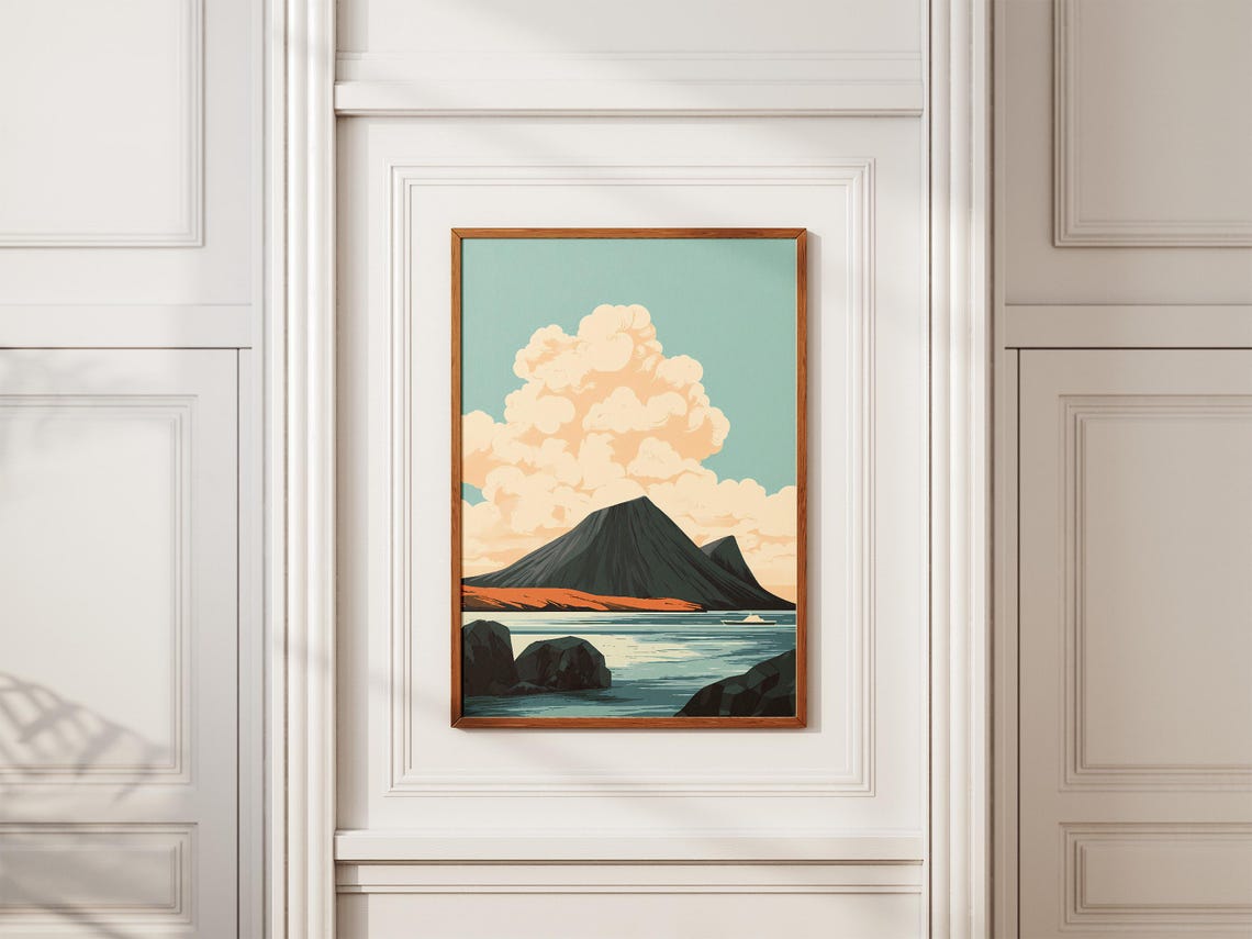 Surtsey Iceland Volcanic Island Cone Sea Dramatic Cloud Poster - Image 2