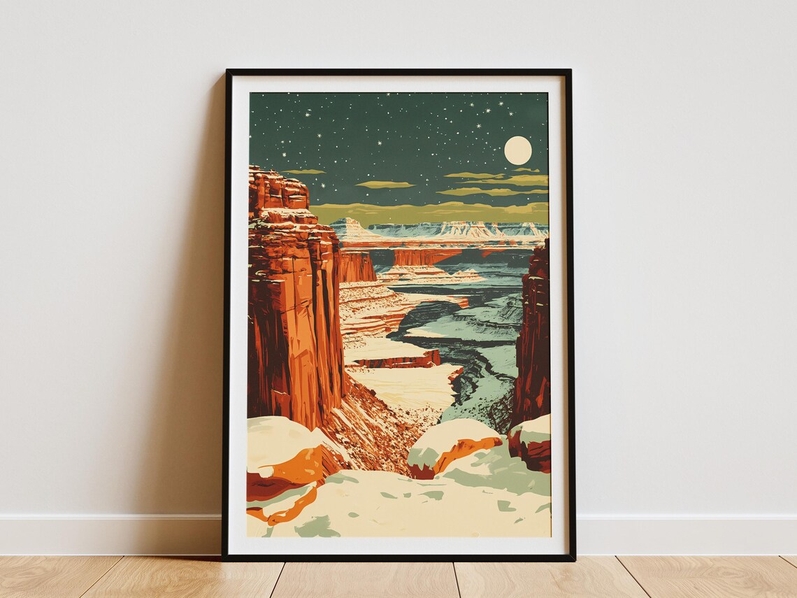 Canyonlands National Park Red Rock Gorge Under a Starry Moon Poster
