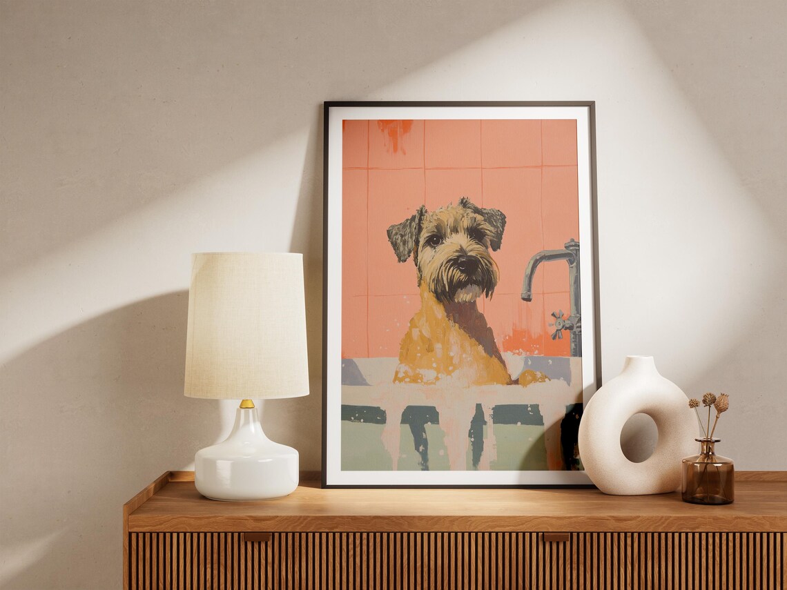 Wheaten Terrier Bath Time, Funny Dog Art Print - Image 5