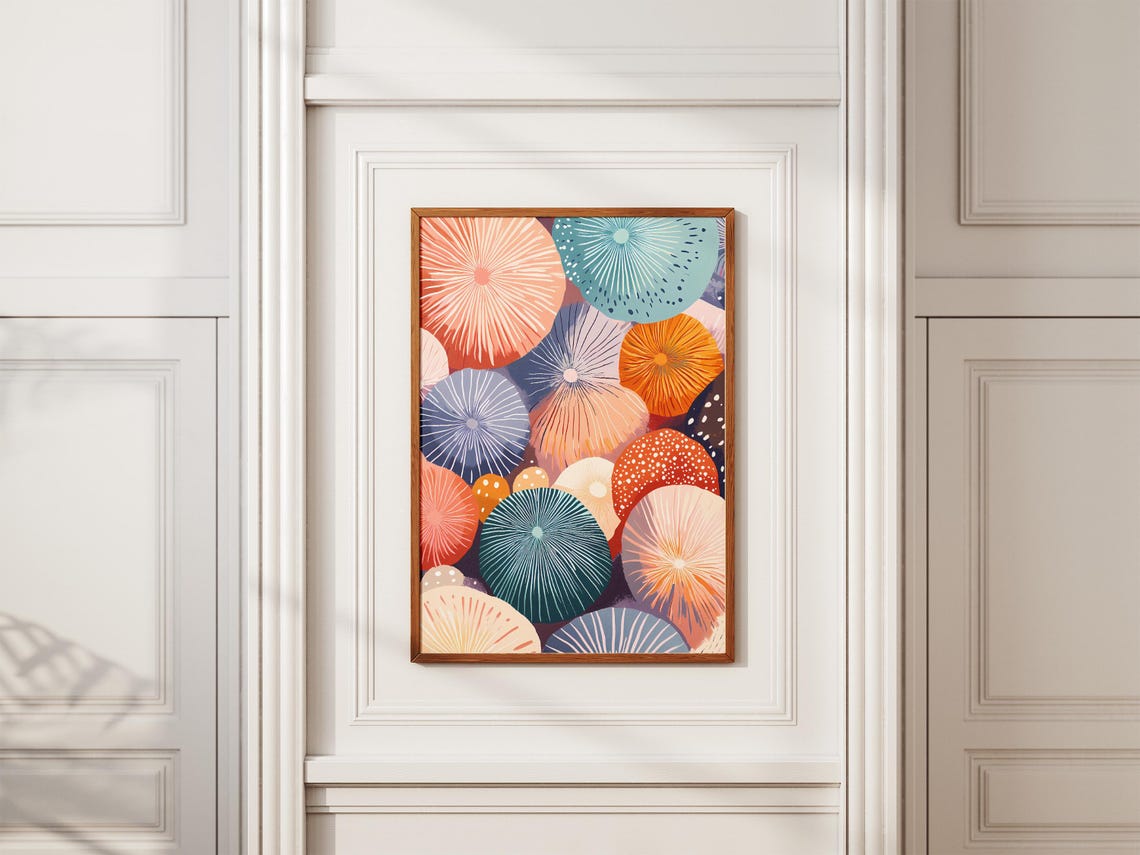 Colorful Mushroom Caps Abstract Pattern Modern Artwork Poster - Image 2