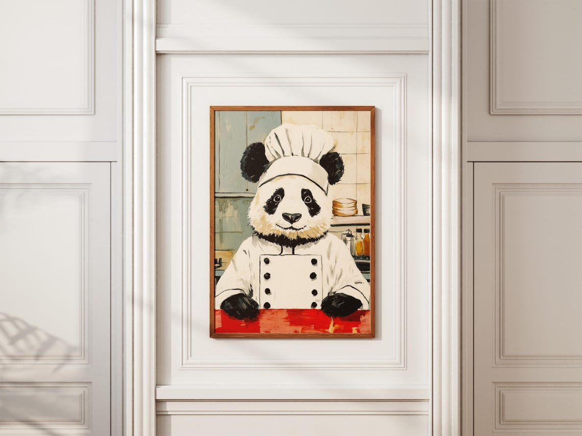 Panda Chef Art Print In Kitchen Poster Animal For - Image 2
