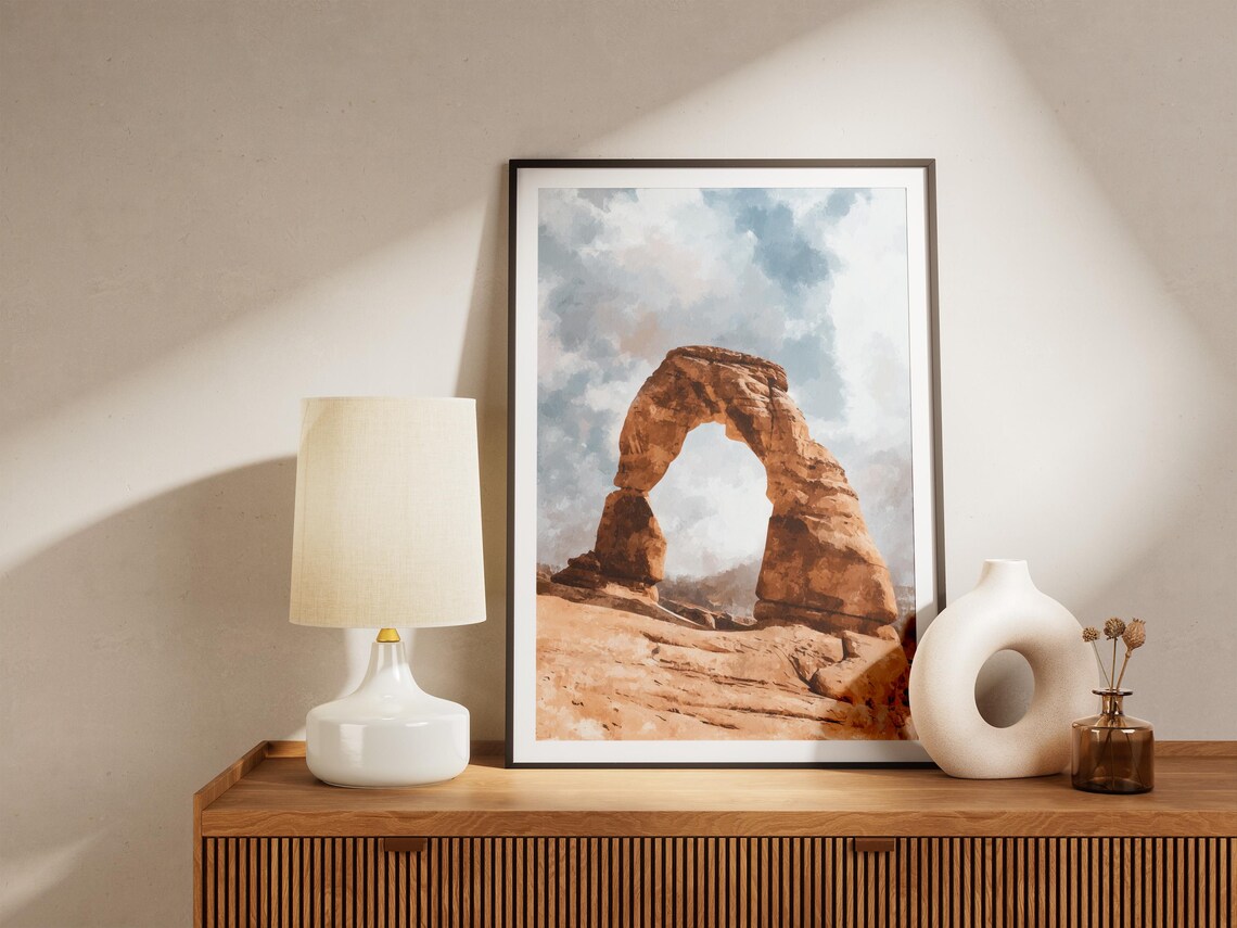 Arches National Park Delicate Arch Watercolor Desert Sky Poster - Image 4