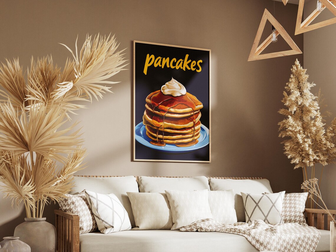 Buttermilk Pancakes With Syrup and Whipped Cream Retro Food Poster - Image 3