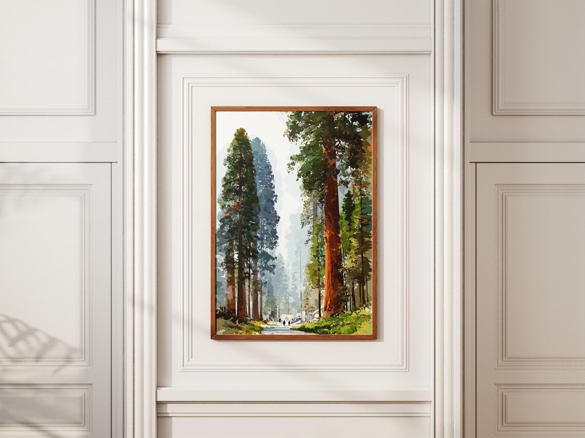 Sequoia National Park Giant Redwood Trees Forest Path Art Poster - Image 2