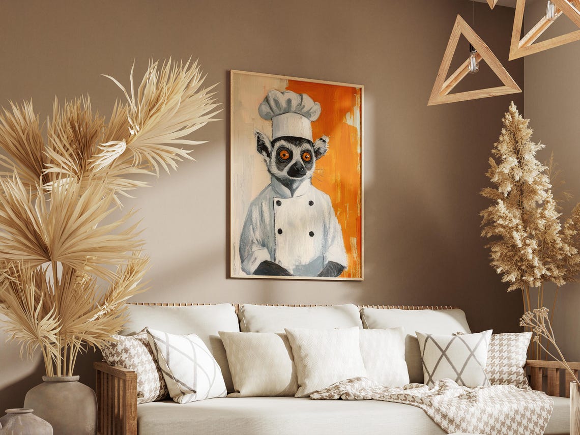Lemur Chef Art Print Kitchen Wall Decor Animal Poster Whimsical Funny Cook Gift - Image 3