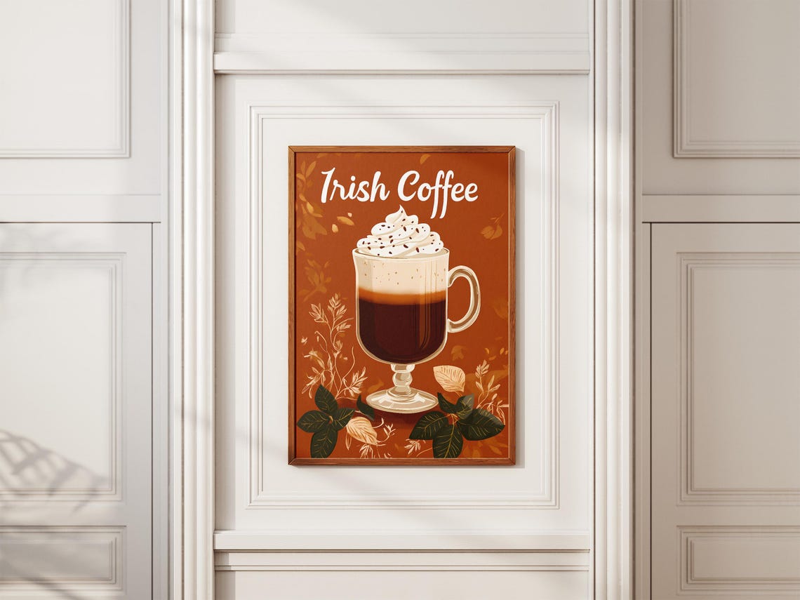 Irish Coffee Whipped Cream Autumn Coffee Illustration Poster - Image 2