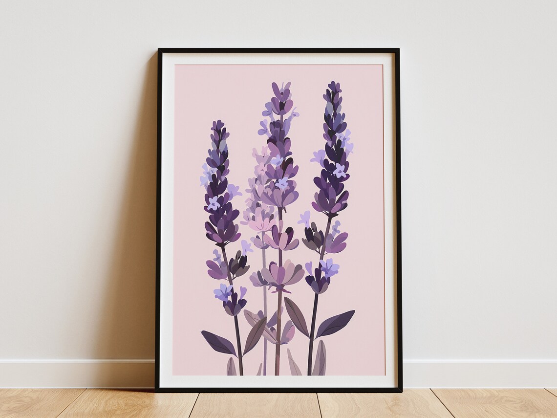 Minimalist Lavender Flower Poster, Botanical Art Print