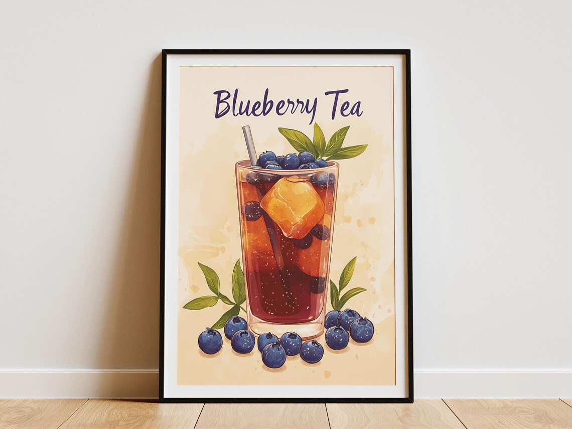 Blueberry Iced Tea Flat Illustration Art Print