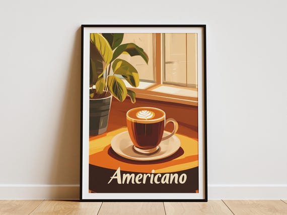 Americano Coffee Poster Latte Art Print Coffee Shop Wall Art Cafe Decor Coffee Lover Gift Beverage Print Modern Coffee Poster Minimalist