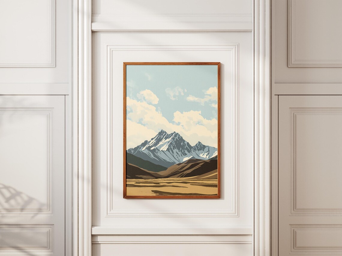 Western Tian Shan Snow Peak Golden Steppe Valley Travel Poster - Image 2