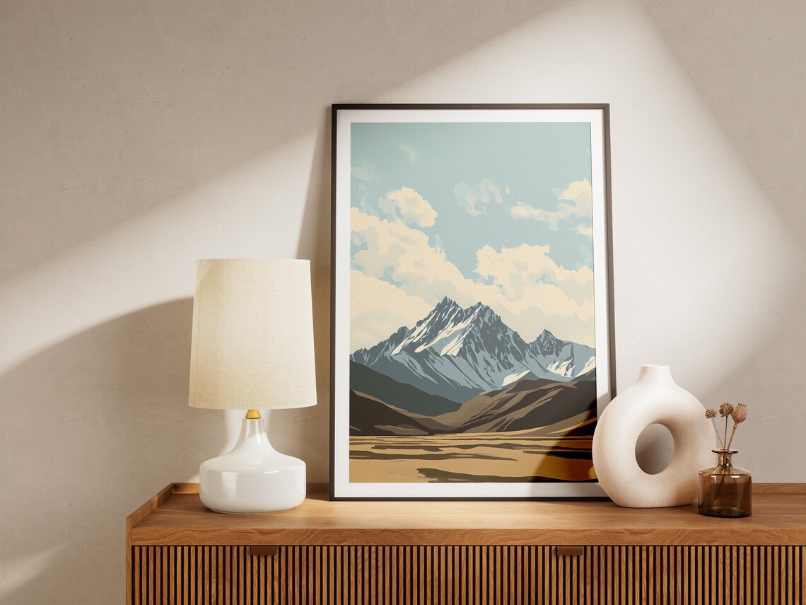 Western Tian Shan Snow Peak Golden Steppe Valley Travel Poster - Image 5