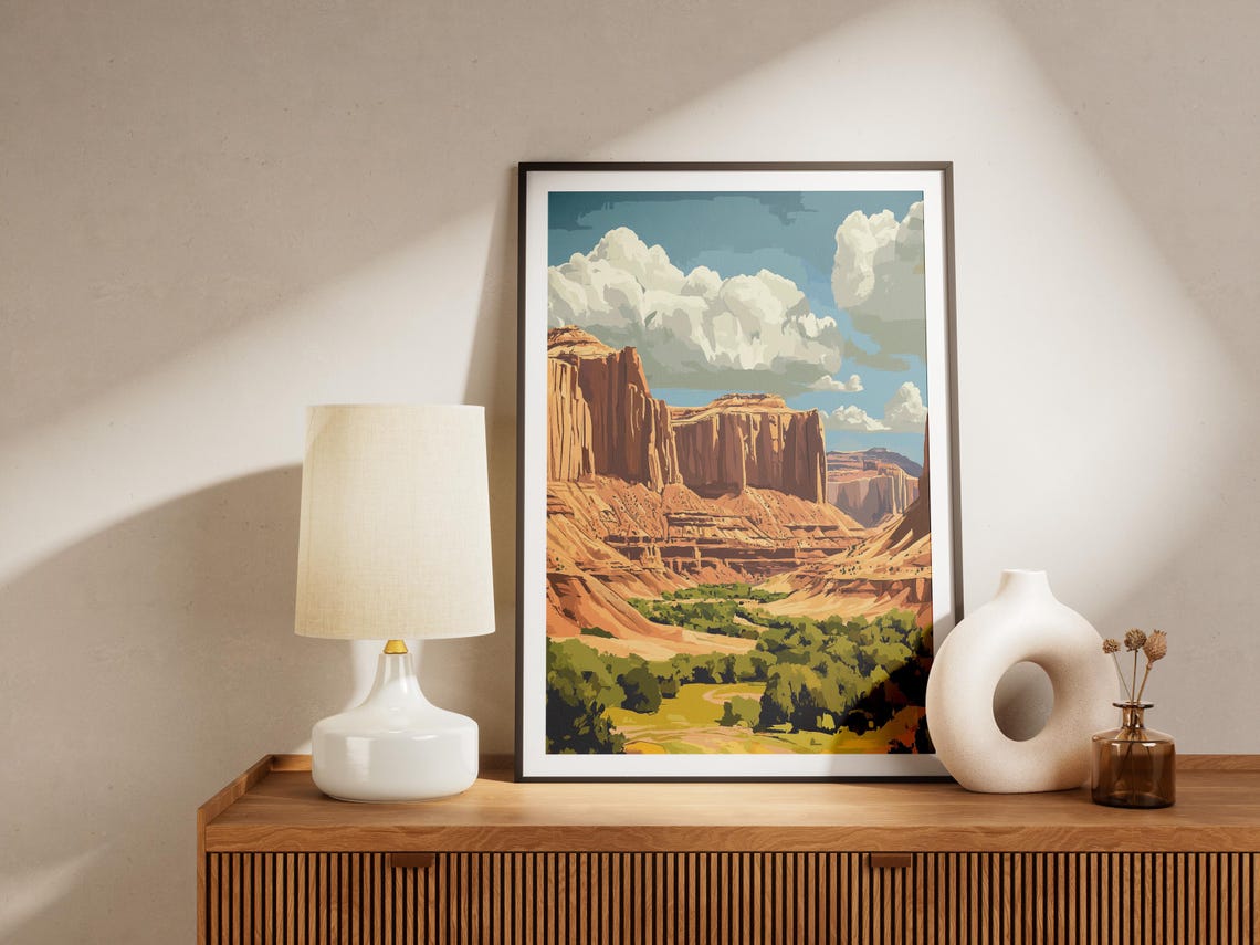 Capitol Reef National Park Utah Layered Red Cliffs Valley Art Poster - Image 4