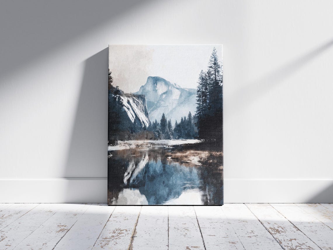 Yosemite National Park Half Dome Misty Watercolor Valley Poster - Image 2